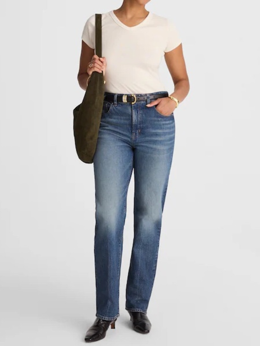 Madewell The Curvy Longline Straight Jean In Greendale Wash Size 25